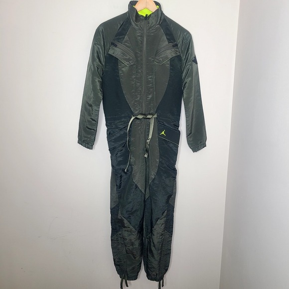 NIKE Air Jordan Flight Suit‎ Olive Khaki Cyber Zip Jumpsuit Breakdance Future XS - Picture 1 of 10